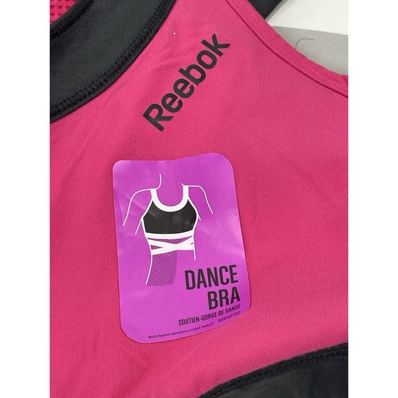 Reebok Fitted Playdry Dance Bra Womens Size M Pink Black NWT - Picture 4 of 9